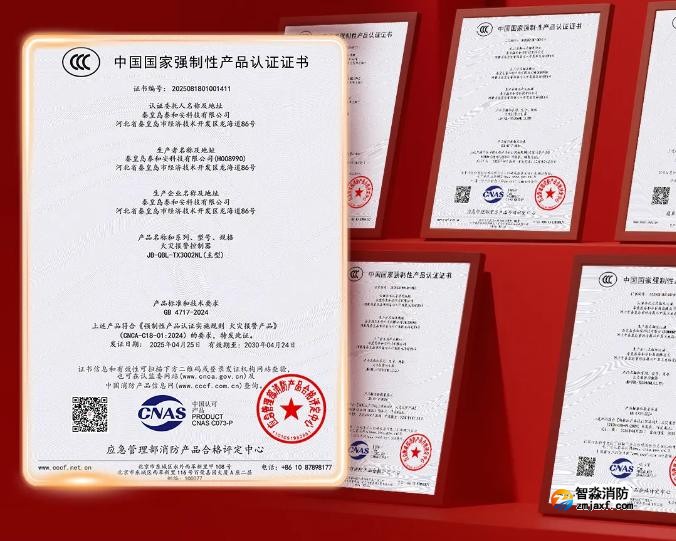 泰和安半岛(中国)首批获得GB4717-2024《火灾报警控制器》新国标3C认证