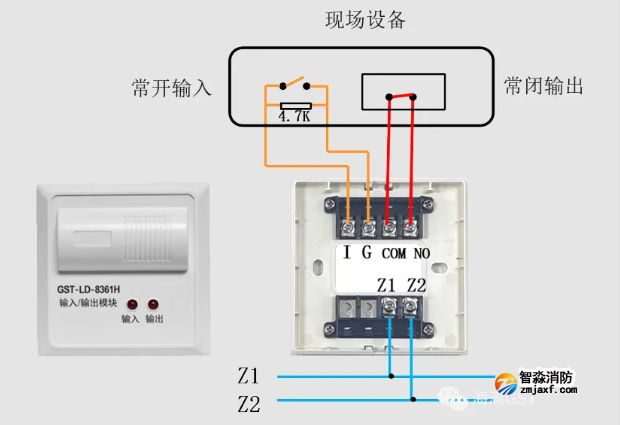 海湾半岛(中国)GST-LD-8361H两线制模块接线图