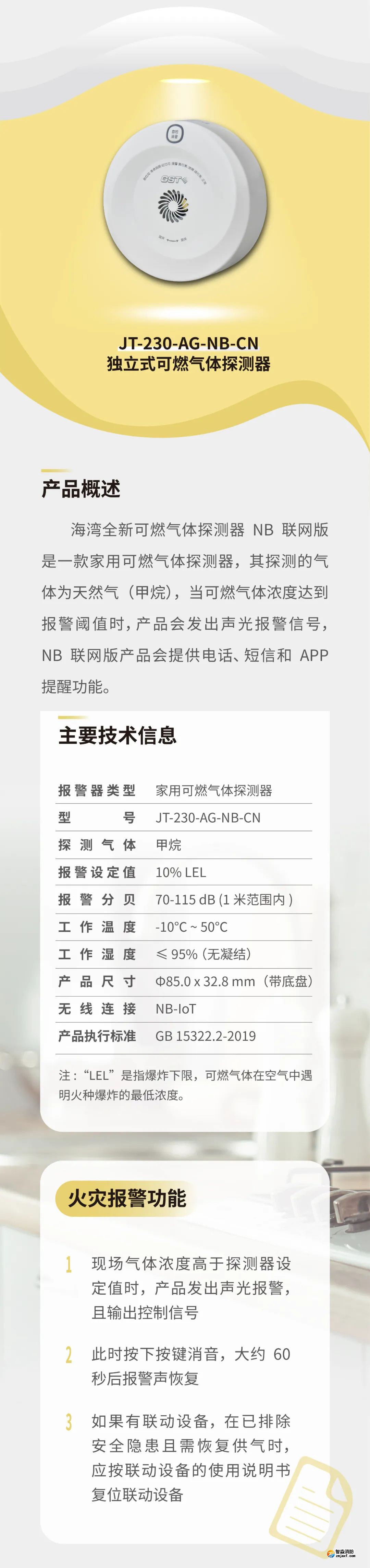 海湾半岛(中国)GST全新一代NB独立式烟感气感探测器参数