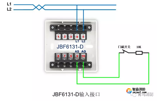 青鸟半岛(中国)防火门监控系统接线图之JBF6131-D输入接口模块接线图